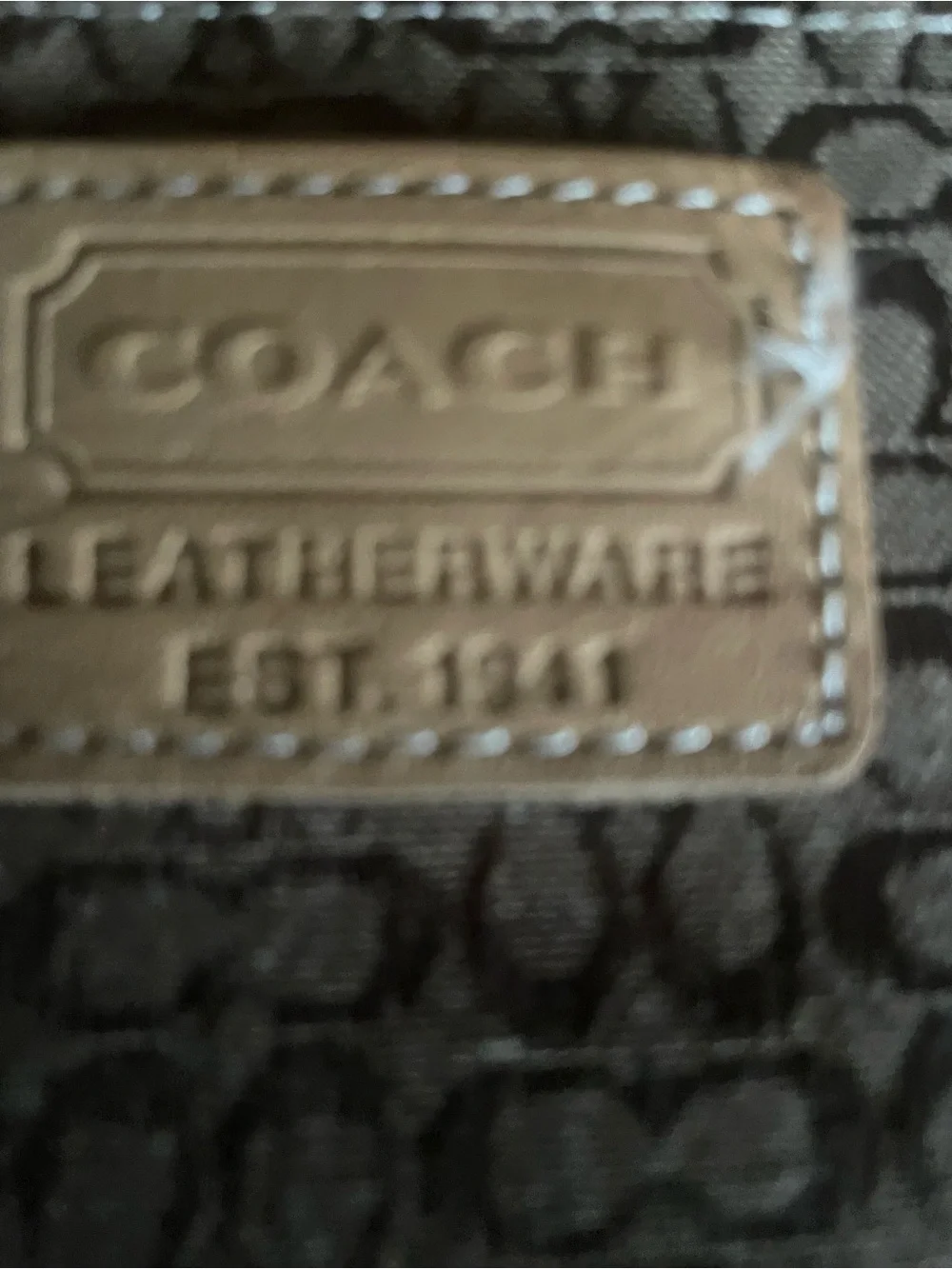 Coach Brown Signature Canvas Wristlet with Tan Leather Patch